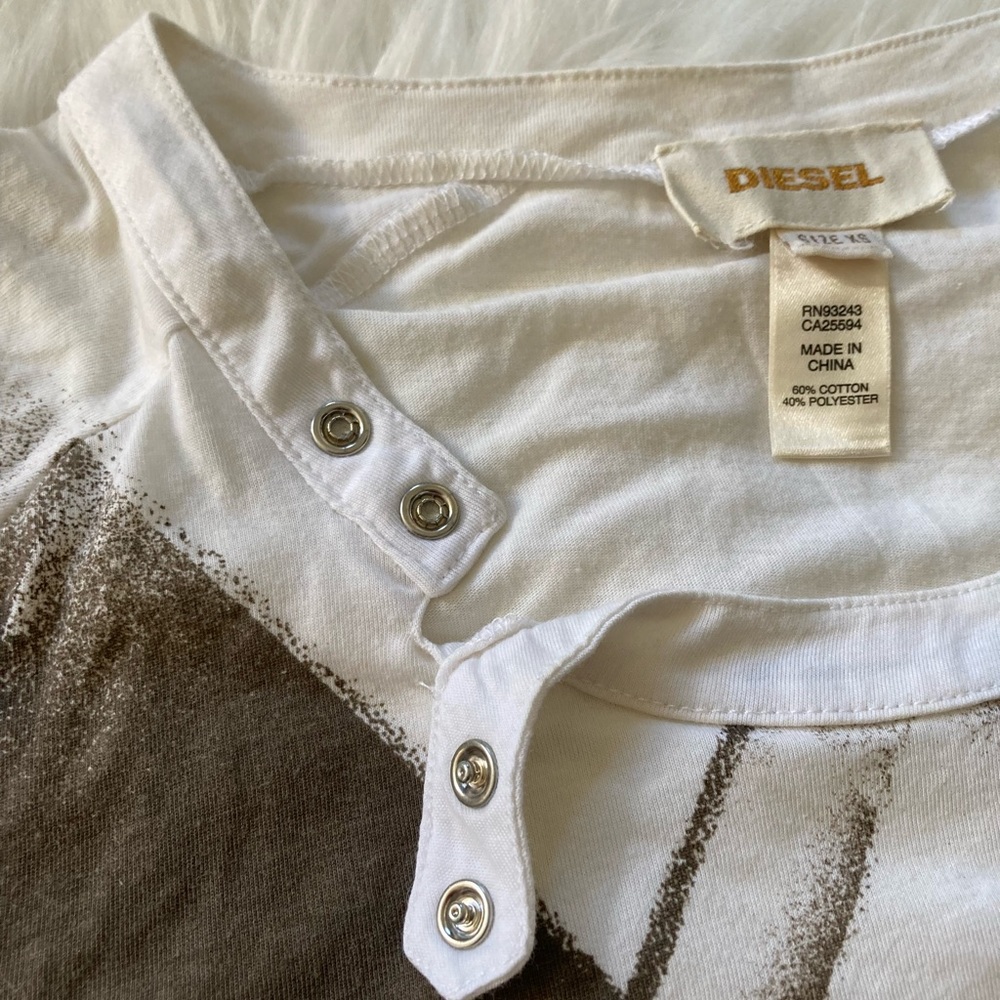 Diesel Round Hem T-Shirt  - Size XS - White - Picture 5 of 7